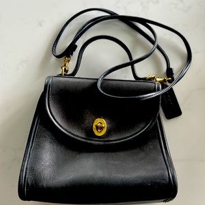 Coach black leather crossbody purse